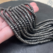 Лава Вулканическая рондель с покрытием антрацит 4х2 мм Лава Вулканическая рондель с покрытием антрацит 4х2 мм