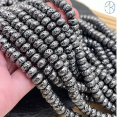 Лава Вулканическая рондель с покрытием антрацит 8х4 мм