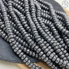 Лава Вулканическая рондель с покрытием антрацит 8х4 мм