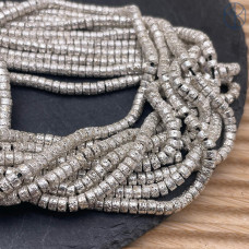 Лава Вулканическая рондель с покрытием светлое серебро 4х2 мм Лава Вулканическая рондель с покрытием светлое серебро 4х2 мм