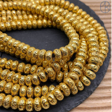 Лава Вулканическая рондель с покрытием светлое золото 10х5 мм Лава Вулканическая рондель с покрытием светлое золото 10х5 мм