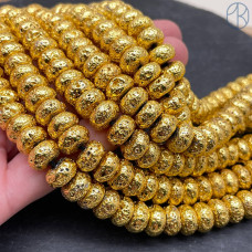 Лава Вулканическая рондель с покрытием светлое золото 10х5 мм Лава Вулканическая рондель с покрытием светлое золото 10х5 мм