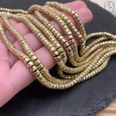 Лава Вулканическая рондель с покрытием светлое золото 4х2 мм Лава Вулканическая рондель с покрытием светлое золото 4х2 мм