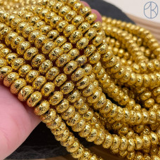 Лава Вулканическая рондель с покрытием светлое золото 8х4 мм