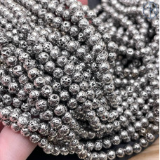 Лава Вулканическая с покрытием темное серебро 4 мм