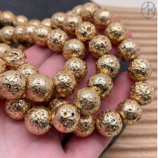 Лава Вулканическая с покрытием темное золото 12 мм