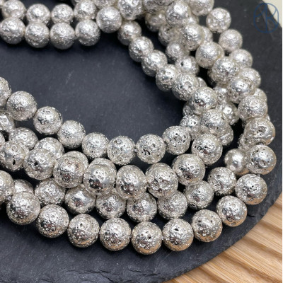 Лава Вулканическая светлое серебро 10 мм