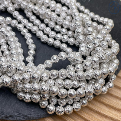 Лава Вулканическая светлое серебро 6 мм