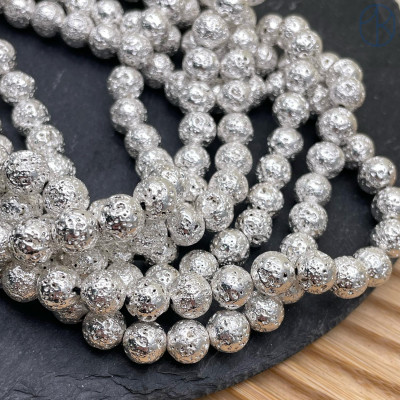 Лава Вулканическая светлое серебро 8 мм