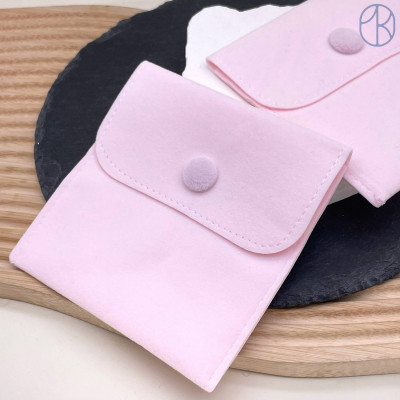 Мешочки с кнопкой бархатные розовые 10х10см уп. 2шт