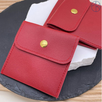 Мешочки с кнопкой экокожа бордовые 8х8см уп. 2шт