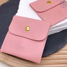 Мешочки с кнопкой экокожа розовые 8х8см уп. 2шт