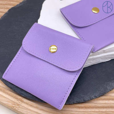 Мешочки с кнопкой экокожа сиреневые 8х8см уп. 2шт