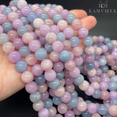 Микс аквамарин, аметист розовый кварц 10 мм