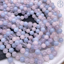 Микс аквамарин, аметист, розовый кварц 6 мм