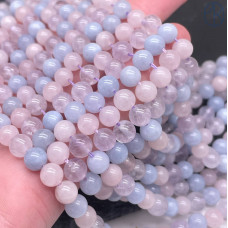 Микс аквамарин, аметист, розовый кварц 6 мм