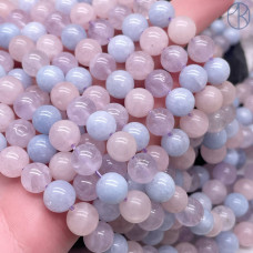 Микс аквамарин, аметист, розовый кварц 8 мм