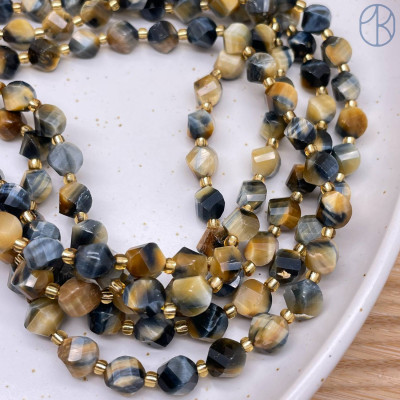 Микс глаз крученая огранка 8 мм (тигровый и соколиный)