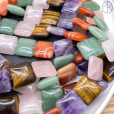 Микс натуральных камней квадрат 20 мм сет 5 бусин