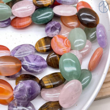 Микс натуральных камней овал 25 мм сет 5 бусин