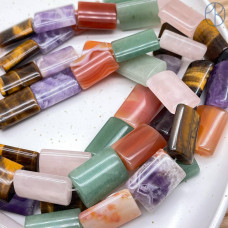 Микс натуральных камней прямоугольник 22х16 мм сет 5 бусин