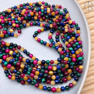 Микс тигровый глаз тонированный 4 мм