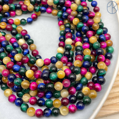 Микс тигровый глаз тонированный 6 мм