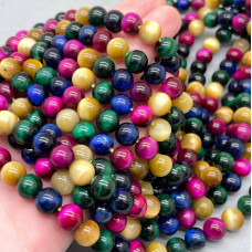 Микс тигровый глаз тонированный 8 мм