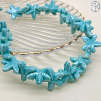 Морская звезда керамика, цвет бирюзовый 17 мм 