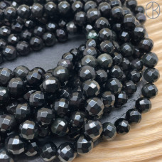 Обсидиан черный крупная огранка 10 мм (64 грани)