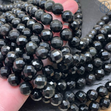 Обсидиан черный крупная огранка 10 мм (64 грани)