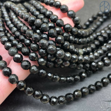 Обсидиан черный крупная огранка 6 мм (64 грани)