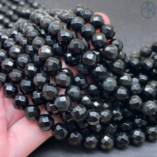 Обсидиан черный крупная огранка 8 мм (64 грани)