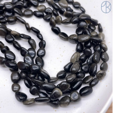 Обсидиан с золотым отливом галтовка ~ 6-8 мм