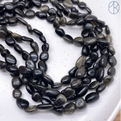 Обсидиан с золотым отливом галтовка ~ 6-8 мм