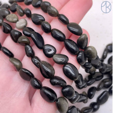 Обсидиан с золотым отливом галтовка ~ 6-8 мм