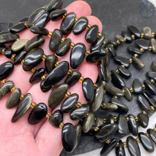 Обсидиан с золотым отливом сколы ~ 12-16 мм