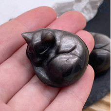 Обсидиан серебристый кот ~ 2 см