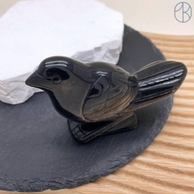 Обсидиан серебристый птица ~ 10 см