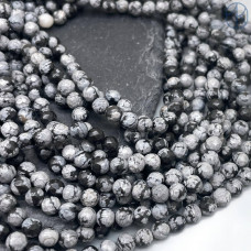 Обсидиан снежный мелкая огранка 4 мм (128 граней)