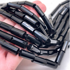 Оникс черный цилиндр огранка 16х7 мм