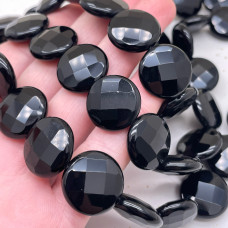 Оникс черный круг огранка 18х4 мм 