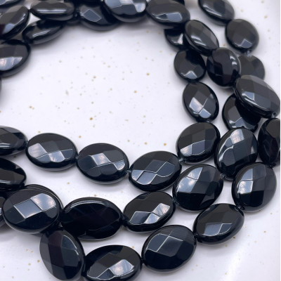 Оникс черный овал огранка 14х10 мм 