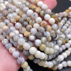 Опал белый дендритовый 6 мм мелкая огранка (128 граней) Опал белый дендритовый 6 мм мелкая огранка (128 граней)