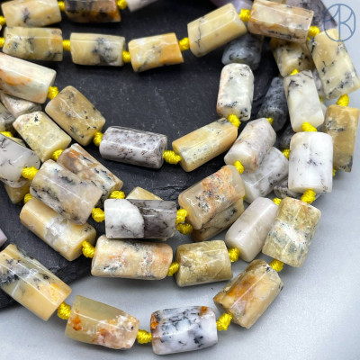 Опал желтый дендритовый фриформ цилиндр ~ 11-12 мм