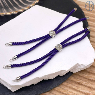 Основа браслета фиолетовая 10 см, цвет серебро