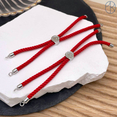 Основа браслета красная 10 см, цвет серебро