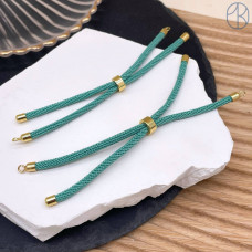 Основа браслета зелёная 10 см, цвет золото