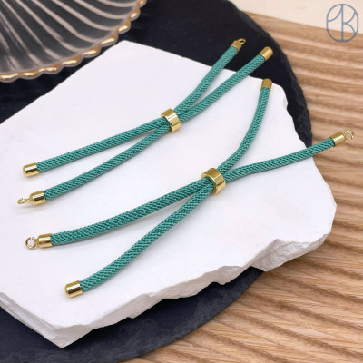 Основа браслета зелёная 10 см, цвет золото