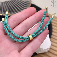 Основа браслета зелёная 10 см, цвет золото